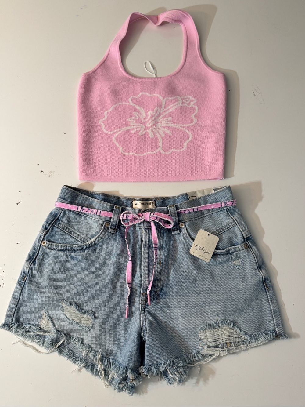 FREE PEOPLE - WE THE FREE JEAN SHORTS AND HALTER TOP! NEW WITH TAGS